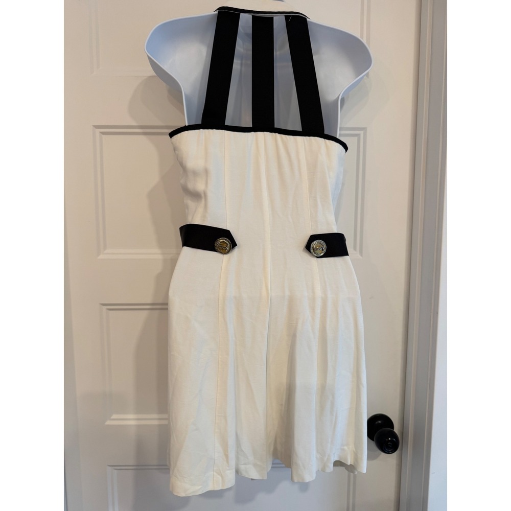 Joseph Ribkoff Vintage Pin Up Romper White Black Double Breasted Halter Size 6 - Picture 8 of 14
